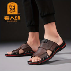 LAORENTOU Men's Leather Outdoor Hiking Sandals