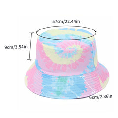 Unisex Tie Dye Sunshade Bucket Hat Double Sided Hat