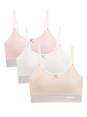 Seamless Girl Underwear Set: Fixed Cup, Matching Small Strap