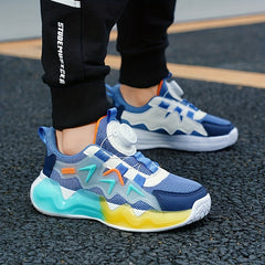 Boy's Running Shoes Rotating Buckle Anti-skid Breathable Sneakers