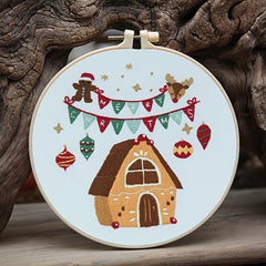 Embroidery Starter Kit Merry Christmas Pattern Cloth Thread Cross Stitch
