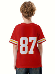 Boy's Short Sleeve Sports T shirt Breathable Loose Round Neck