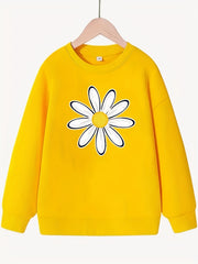 Smart Daisy Flower Pattern Sweatshirt For Girls Round Neck Top