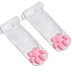 Women's Cat Paw Pad Thigh High Socks 3D Kitten Claw Stockings