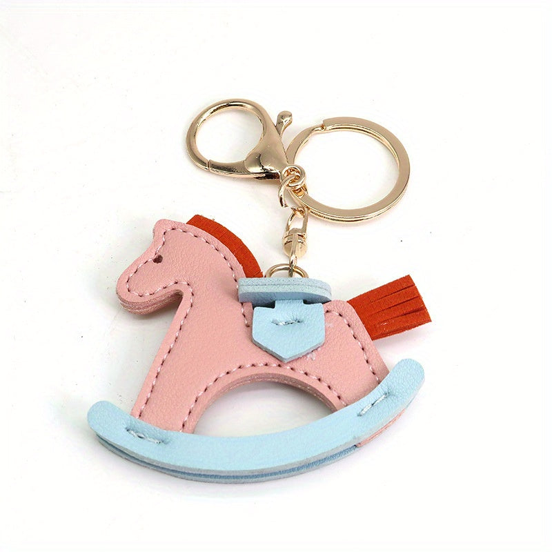 Girl's Leather Rocking Horse Keychain Pony Pendant Bag Pendant