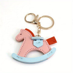 Girl's Leather Rocking Horse Keychain Pony Pendant Bag Pendant
