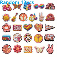26pcs Pink Cartoon PVC Shoes Charms Flowers Buckles For Corcs DIY