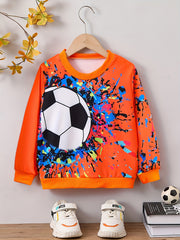 Boys Football 3D Print Sweatshirt Long Sleeve Crew Neck Kids Clothing