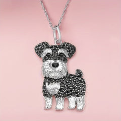 Schnauzer And Rhinestone Pet Pendant Necklace Dog Animal Jewelry