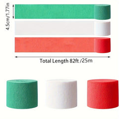 Christmas Crepe Paper Streamers Set Green Red Golden for Party Decorations