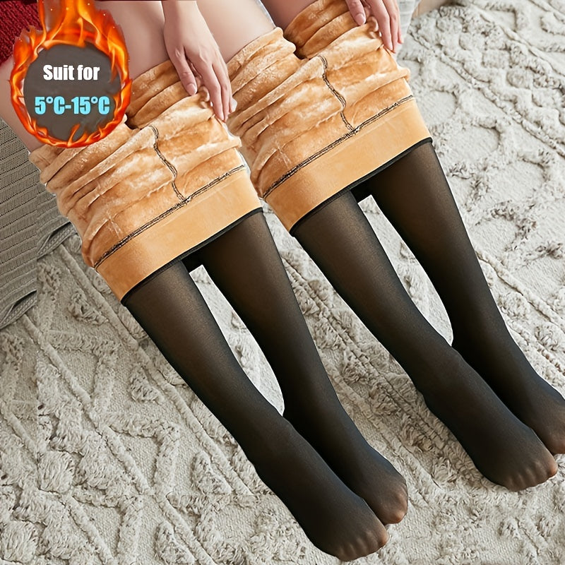 2 Pack Fuzzy Thermal Pantyhose Plush Lined Leggings Women's Stockings