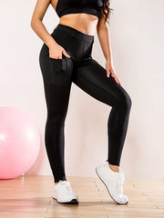 High Waist Yoga Leggings with Pocket Moisture Wicking Solid Tight