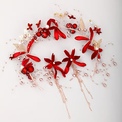 Velvet Flower Headband Bridal Head Piece Butterfly Decor Head Hoop