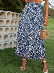 Floral Print High Waist A Line Skirt