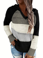 Drawstring Hooded Sweater for Fall & Winter Women's Clothing