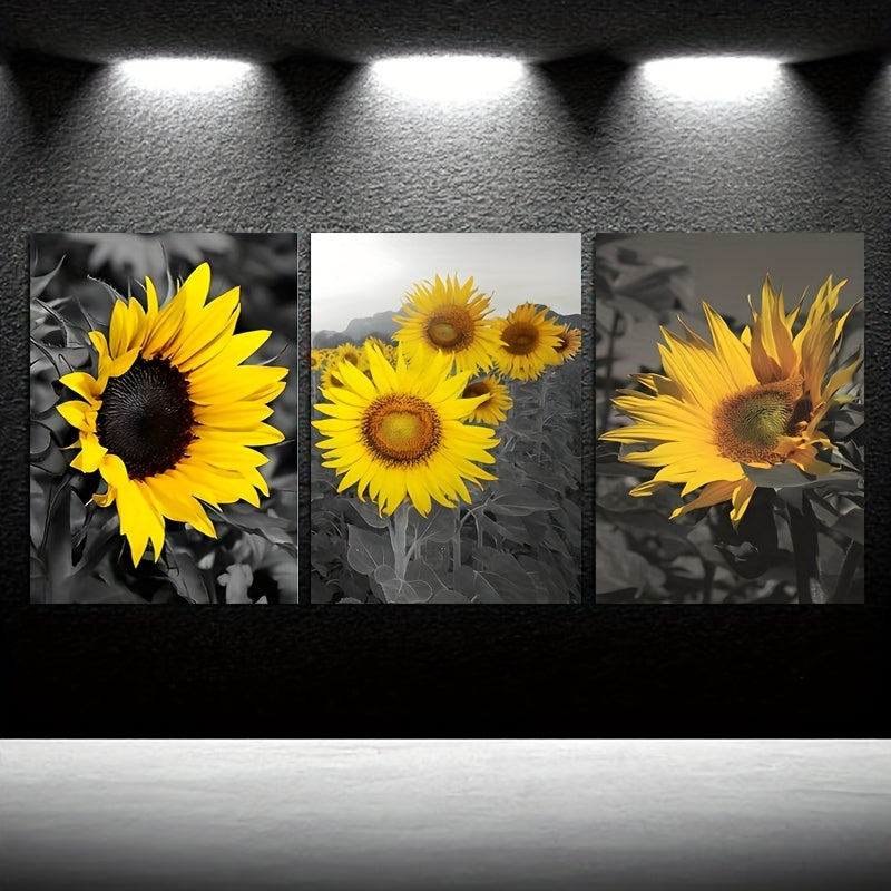 3pc Sunflower Wall Murals Art Prints and Yellow Canvas Paintings Flowers
