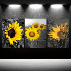 3pc Sunflower Wall Murals Art Prints and Yellow Canvas Paintings Flowers