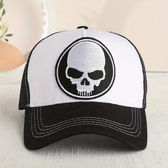 Men's Summer Mesh Baseball Cap with Skull Embroidery
