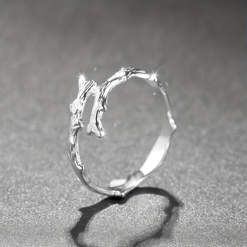 S925 Sterling Silver Dead Branch Open Ring For Girls