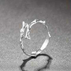 S925 Sterling Silver Dead Branch Open Ring For Girls
