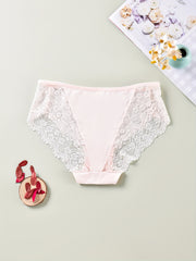 6 Pack Plus Size Floral Lace Trim Stretchy Briefs Set