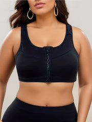 Zipper Front Sporty Bra High Stretch