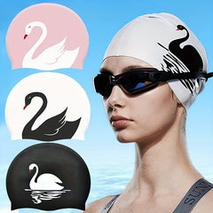 Cartoon Silicone Animal Print Swimming Cap - Waterproof