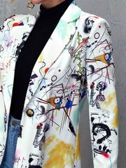 Graphic Art Print Blazer Long Sleeve Casual Blazer for Spring & Fall