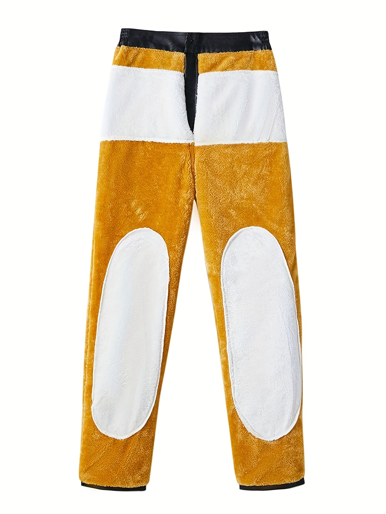 Men's Classic Fleece Pu Pants Straight Leg Solid Biker Faux Leather Pants