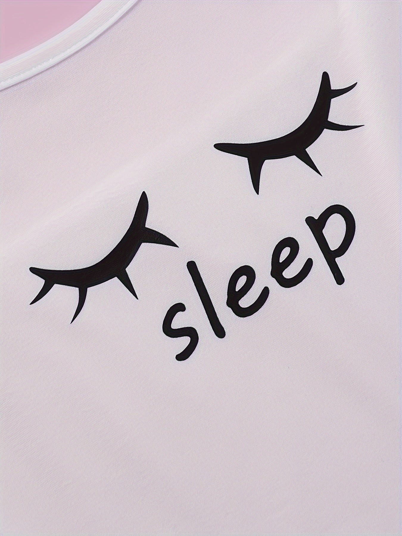 Heart & Eyelash Print Pajama Set Cami Top & Shorts Women's Sleepwear