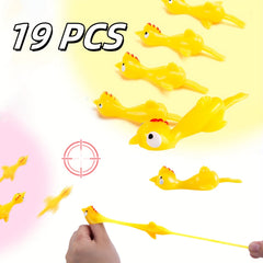 29pcs Flying Chicken Slingshot Flicking Rubber Chickens Adult Party Favors