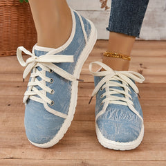 Women's Canvas Flat Sneakers Casual Lightweight Low Top Shoes