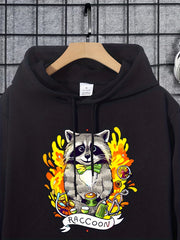 Raccoon Animals Print Hoodie Men's Casual Graphic Pullover Sweatshirt