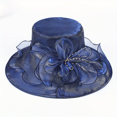 Double Layer Organza Derby Hat French Style Vintage Travel Beach