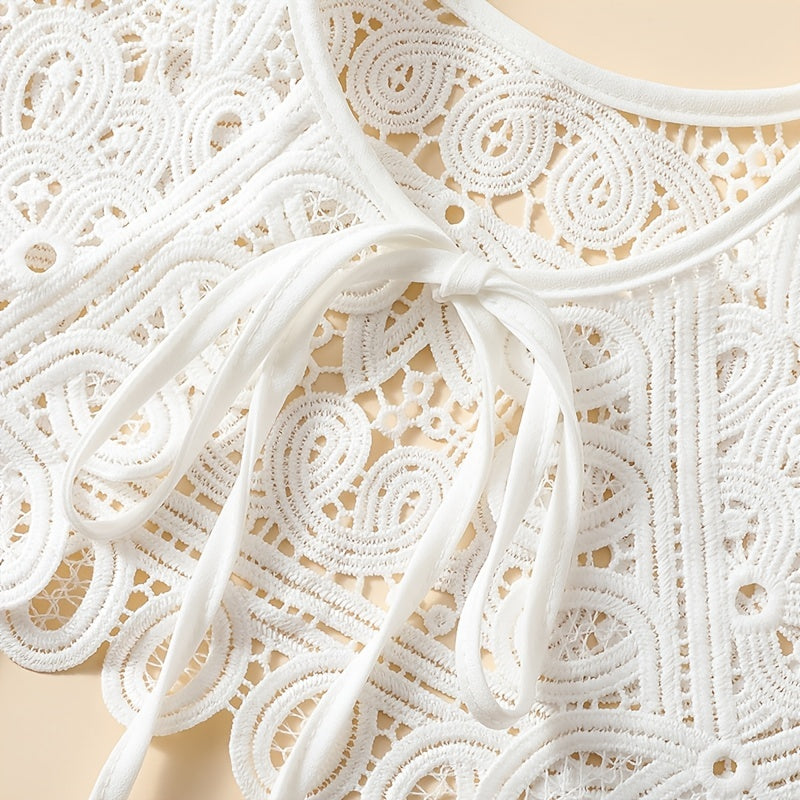 Milk Embroidered Shawl Large Lace Collar Women Accessory
