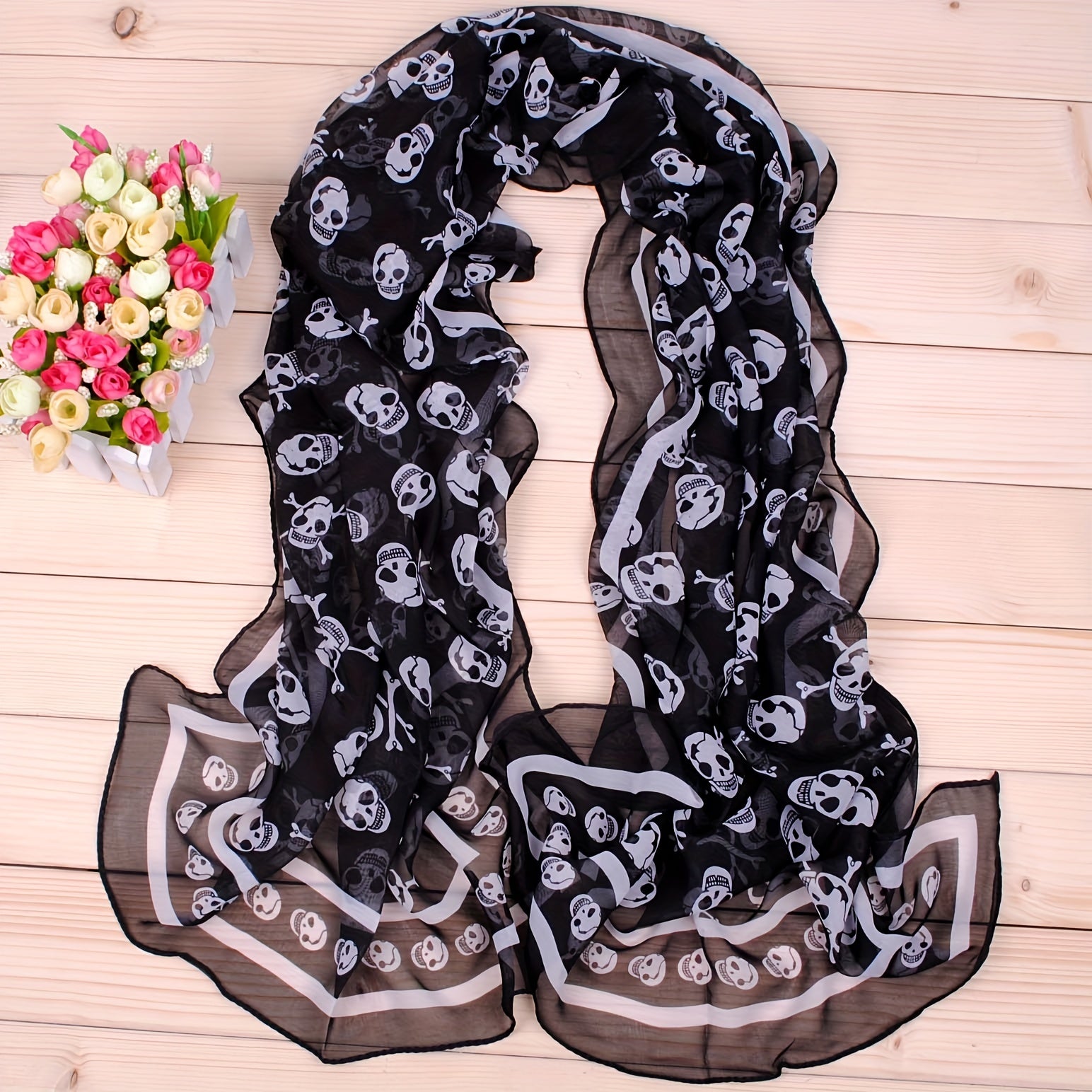 Boho Flower Print Chiffon Scarf Warm Shawl Sunscreen Hijab