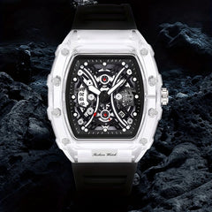 Men's Transparent Silicone Waterproof Wine Barrel Quartz Watch
