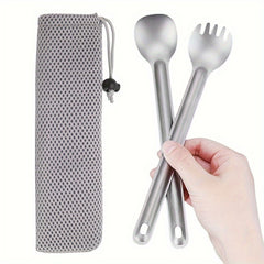Titanium Long Handle Spork Set for Camping Picnic Hiking
