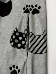 Cat & Paw Print Long Sleeve Open Front Cardigan