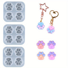 3Pcs Cat Paws Heart Footprint Resin Silicone Mold