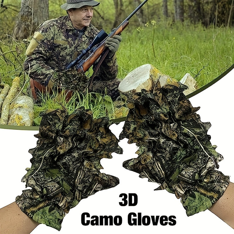 Men's Leaf Camo Gloves 3D Camouflage Outdoor Sports Gloves