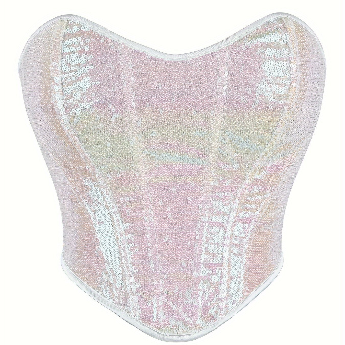 Sequin Strapless Corset Bustier Tummy Control Lace Up Slimmer Body Shaper