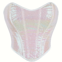 Sequin Strapless Corset Bustier Tummy Control Lace Up Slimmer Body Shaper
