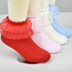 Girls Lace Patchwork Sweet Princess Socks 6 Pairs