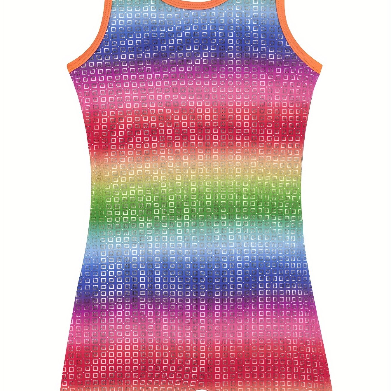 Rainbow Striped Gymnastics Romper Jumpsuit