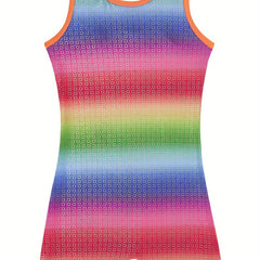 Rainbow Striped Gymnastics Romper Jumpsuit
