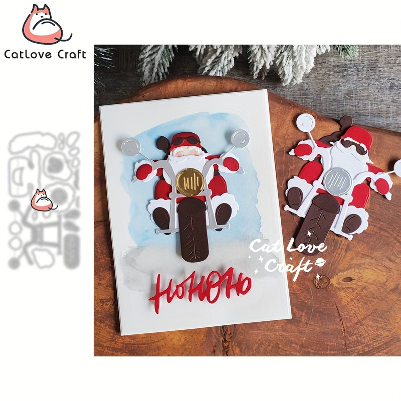 Christmas Santa Claus Motorcycle Metal Cutting Dies for Card Making