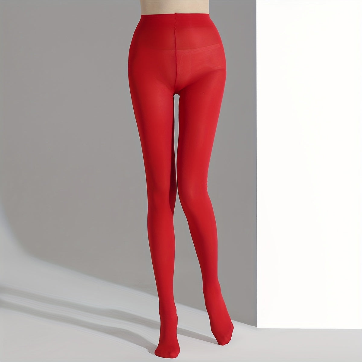 Red Pantyhose Cozy Elastic High Waist Footed Stockings
