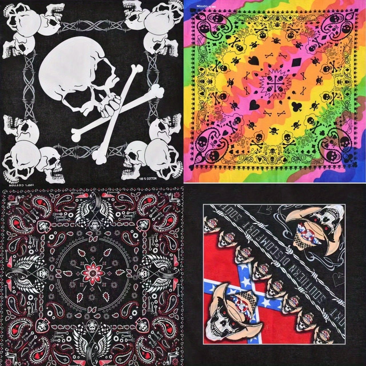 Hip Hop Skull Pattern Gradient Bandana Head Wrap