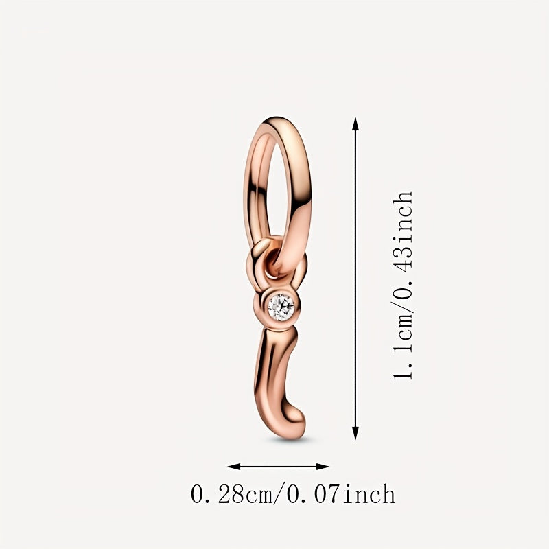 Artistic Letter Pendant Rose Golden Zircon Charm for Bracelet Necklace